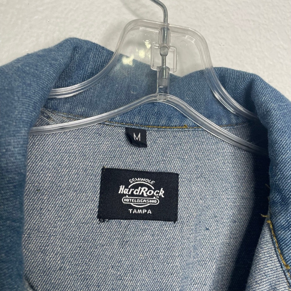 Hard Rock Hotel Casino Tampa Denim Jacket Mens Medium Blue Trucker Light Wash - Picture 3 of 12